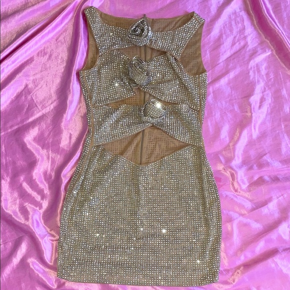 Fashion Nova Dresses & Skirts - Fashion Nova Nude Rhinestone Dress 💎
